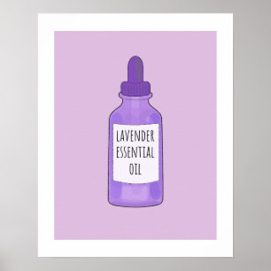 Lavendel Essentiële Olie Fles Tekening Poster