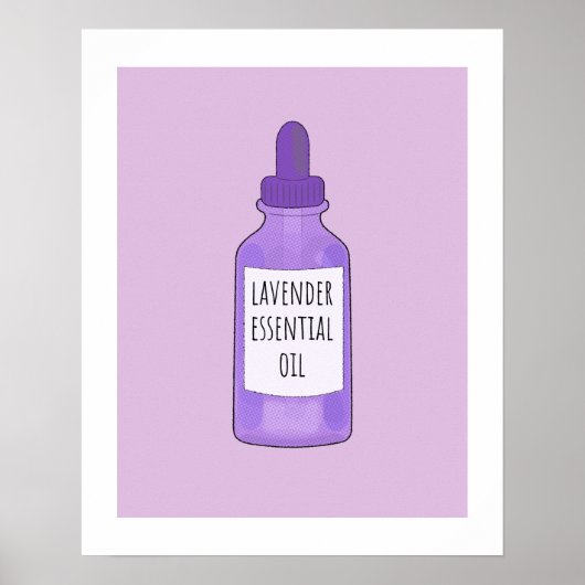 Lavendel Essentiële Olie Fles Tekening Poster (Voorkant)