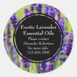 Lavendel Etherische Olie Zakelijk Flessenetiket Ronde Sticker