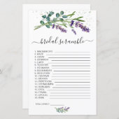 Lavendel Eucalypt Word Scramble Vrijgezellenfeest  (Voorkant / Achterkant)