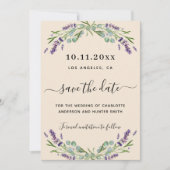 Lavendel eucalyptus beige bruiloft save the date (Voorkant)