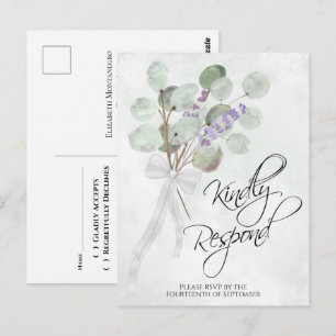 Lavendel Eucalyptus Gelieve te Antwoorden Huwelijk Briefkaart