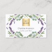 Lavendel eucalyptus groen logo foto QR code Visitekaartje (Voorkant)