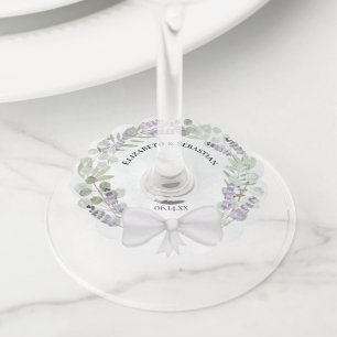 Lavendel & Eucalyptus krans rustieke Boho bruiloft Wijnglaslabel