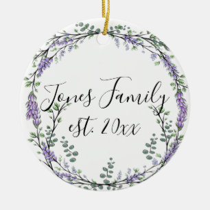 Lavendel Eucalyptus paarse florale botanische Keramisch Ornament
