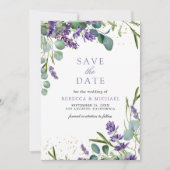 Lavendel Eucalyptus QR Code Foto Bruiloft Save The Date (Voorkant)