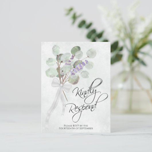 Lavendel Eucalyptus vriendelijk reageren bruiloft Briefkaart (Staand voorkant)