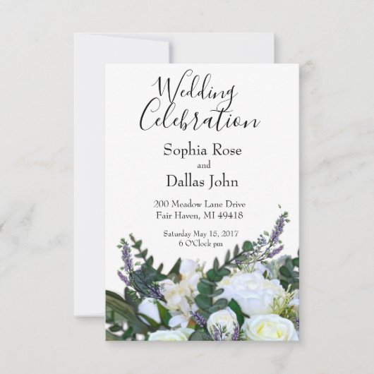 Lavendel Eucalyptus witte rozen groen Huwelijk Kaart (Voorkant)