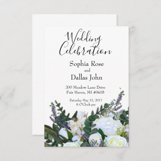 Lavendel Eucalyptus witte rozen groen Huwelijk Kaart (Voorkant / Achterkant)