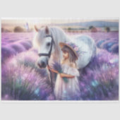 Lavendel Fantasy Meisje en Paard Decoupage Tissuepapier (Voorkant)