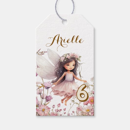 Lavendel fee wilde bloem pixie verjaardag cadeaulabel (Voorkant)