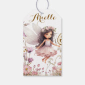 Lavendel fee wilde bloem pixie verjaardag cadeaulabel (Achterkant)