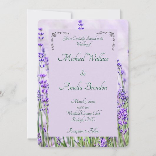 Lavendel Fields bruiloft uitnodiging (Voorkant)