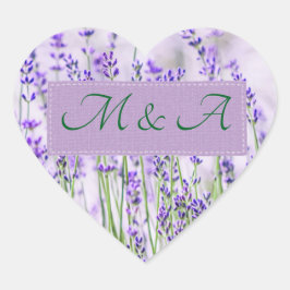 Lavendel Fields Wedding Heart Stickers