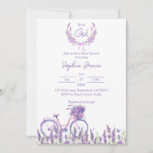 Lavendel Floral Bicycle Baby shower Kaart (Voorkant)