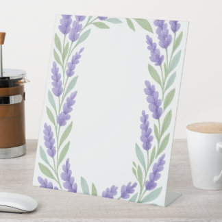 Lavendel Floral Border Lijst Reclamebord Met Voetstuk