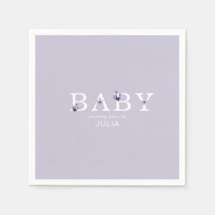 Lavendel Floral gepersonaliseerd Baby shower Cockt Servet