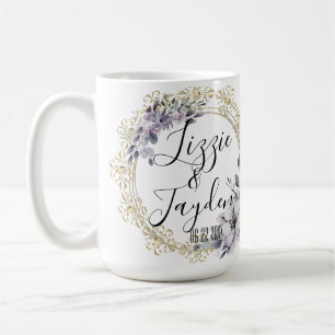 Lavendel Floral krans bruiloft gepersonaliseerd Koffiemok