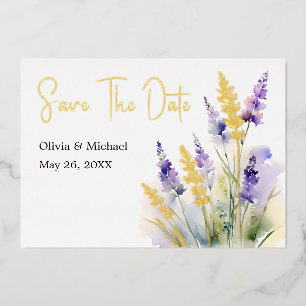 Lavendel floral Waterverf Save the Dates kaart