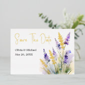 Lavendel floral Waterverf Save the Dates kaart (Staand Voorkant)