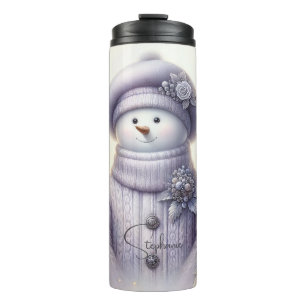 Lavendel Floral Winter Snowman Thermosbeker