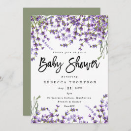 lavendel florals boho modern baby shower kaart