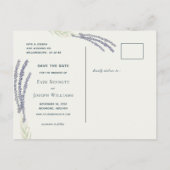 Lavendel Flower Waterverf Yellow Save the Date Aankondigingskaart (Achterkant)
