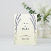 Lavendel Flower Waterverf Yellow Save the Date Aankondigingskaart (Staand voorkant)