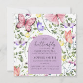 Lavendel Fluttering Butterfly Greenery Square Kaart (Voorkant)