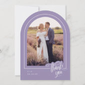 Lavendel foto bruiloft dank u kaart (Voorkant)