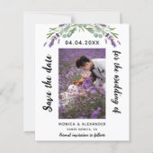 Lavendel foto bruiloft Save the Date kaart (Voorkant)