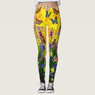 Lavendel Fun Butterfly Springtime Bloemen Leggings
