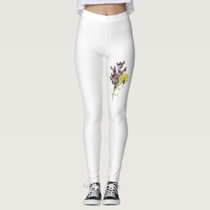 Lavendel & Geel Wildflower Botanisch Ontwerp Leggings
