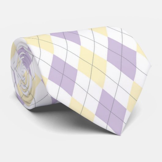 Lavendel & Gele Argyle stropdas (Opgerold)