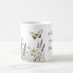Lavendel Gele Bloemen Vlinder Koffiemok