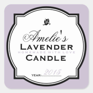 LAVENDEL   GEPERSONALISEERDE ZEEP- EN KANDELSTICKE VIERKANTE STICKER