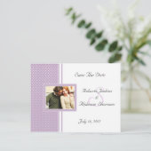 Lavendel gestippeld Zwitsers Bewaar de datum Aankondigingskaart (Staand voorkant)