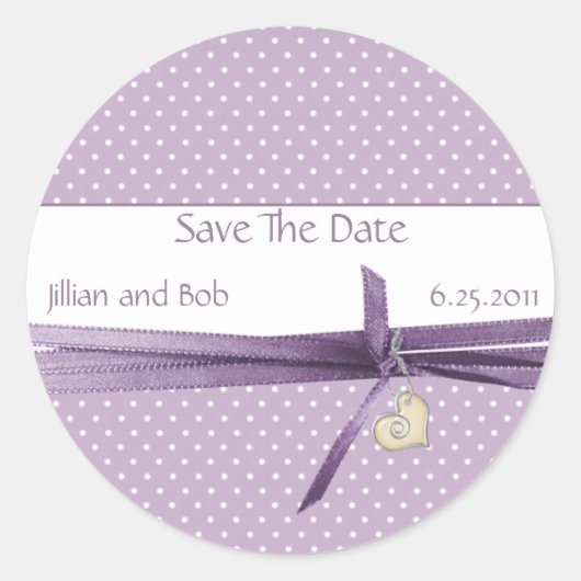 Lavendel gestippeld Zwitsers Save the Date Sticker (Voorkant)