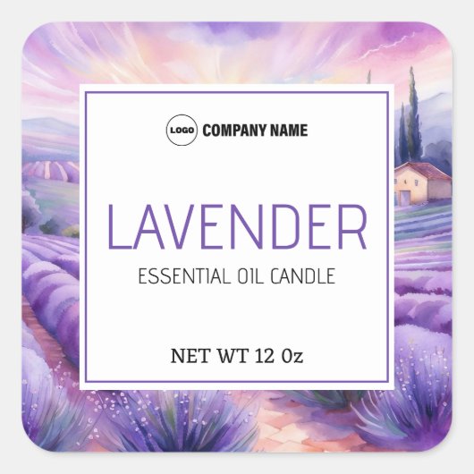 Lavendel geur kaars label Sticker (Voorkant)