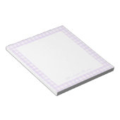 Lavendel Gingham Aangepaste Naam Notitieblok (Schuin)