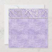 Lavendel Glimmer Damask Wedding Invite Kaart (Achterkant)