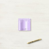 Lavendel Glitter Drips Schittering Post-it® Notes (Op bureau)
