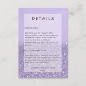 Lavendel Glitter Moderne bruiloft Details Informatiekaartje (Voorkant)