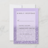 Lavendel Glitter Moderne Bruiloft RSVP Kaartje (Voorkant)