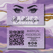 Lavendel Glitter Ombre Lash Tech QR-code scanbaar Visitekaartje