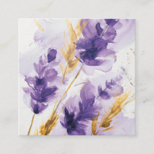 Lavendel Golden Waterverf Floral QR Code RSVP Informatiekaartje