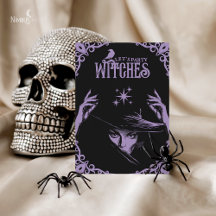 Lavendel gotische heks Halloween platte uitnodigin