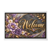 Lavendel & Goud Elegantie Bloemen Welkomstmat
