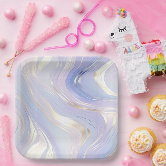 Lavendel Goud Glam Bruiloft Papieren Bordje (Feest)