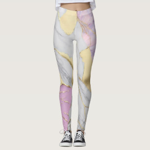 Lavendel & Goud Marmer Luxe Leggings